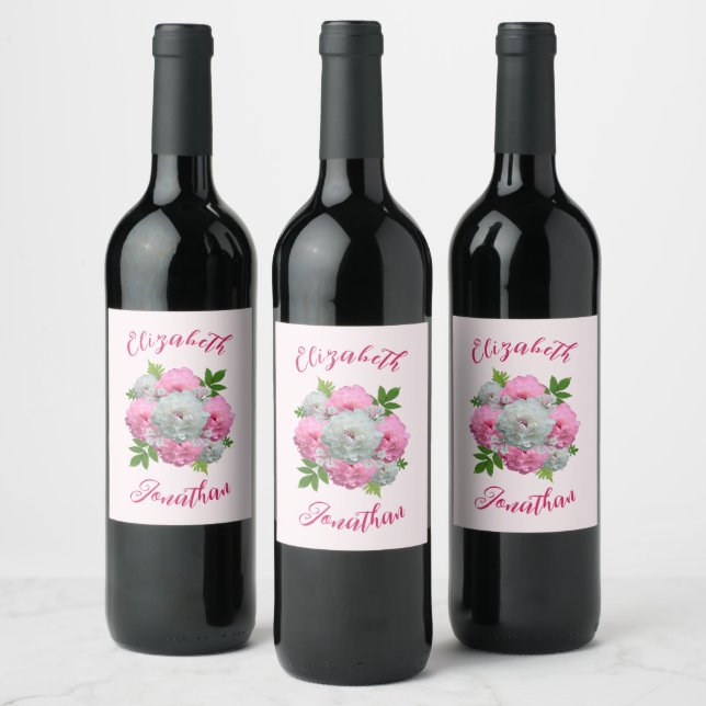 Etiqueta Para Botella De Vino Peony Bouquet Boda (Botellas)