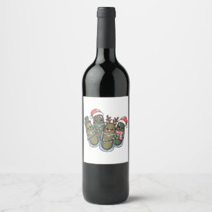 Etiqueta Para Botella De Vino Pepinillos con cuernos de reno Amantes de pepinill
