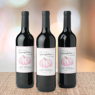 Etiqueta Para Botella De Vino Pequeña Calabaza Acuarela Niña Ducha