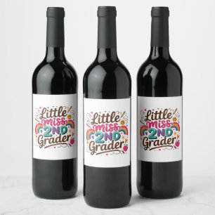 Etiqueta Para Botella De Vino Pequeña Señorita 2do Grado Primer Día de Segundo G