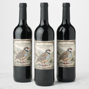 Etiqueta Para Botella De Vino Perdiz Griega ,Alectoris Graeca Aves de Caza