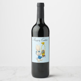 Etiqueta Para Botella De Vino Perfecto, Guay Feliz Pascua, Conejo