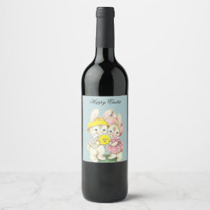 Etiqueta Para Botella De Vino Perfecto, Guay Feliz Pascua, Conejo