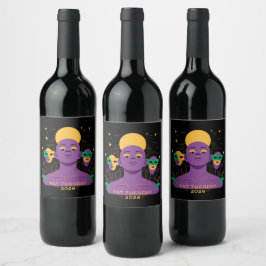Etiqueta Para Botella De Vino Perfecto para Mardi Gras 2026