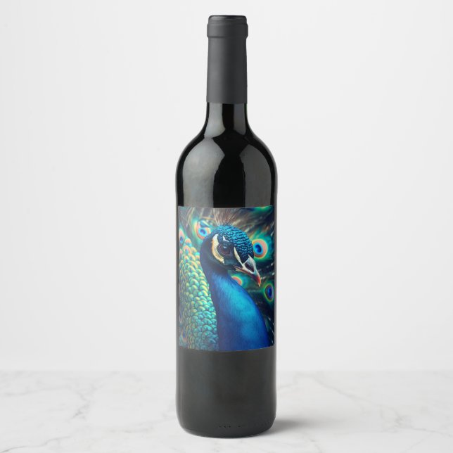 Etiqueta Para Botella De Vino Perfil de Peacock (Anverso)