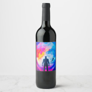 Etiqueta Para Botella De Vino Permanecer en colores