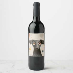 Etiqueta Para Botella De Vino Perrito de Ojos Grandes - Retrato de Mascota Capri