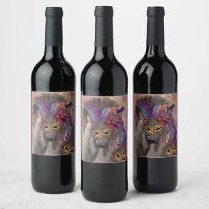 ETIQUETA PARA BOTELLA DE VINO PERRO AFGANO