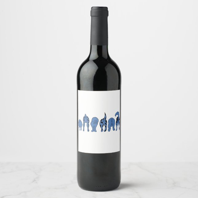 Etiqueta Para Botella De Vino Perro Azul (Anverso)
