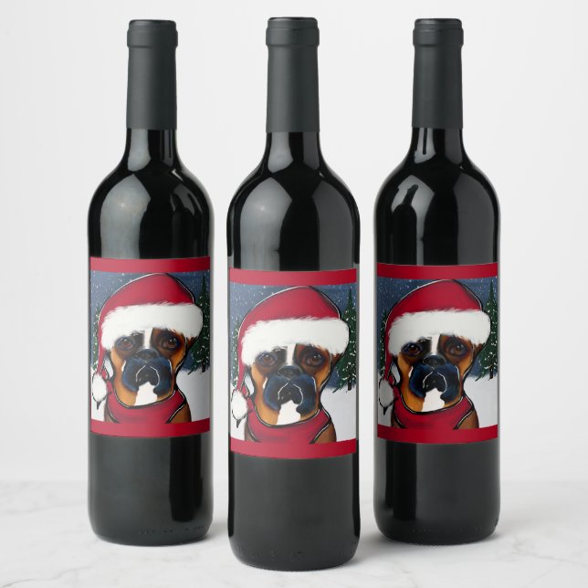 Etiqueta Para Botella De Vino Perro Boxer (Botellas)