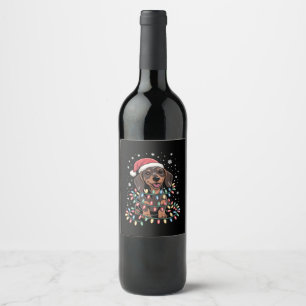 Etiqueta Para Botella De Vino Perro de Navidad Dachshund Santa Wiener