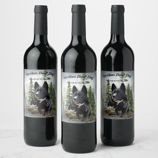 Etiqueta Para Botella De Vino Perro de oso de Karelian (Botellas)