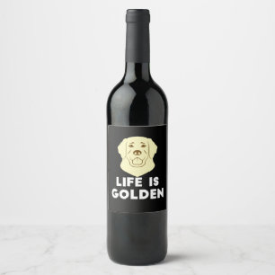 Etiqueta Para Botella De Vino Perro del Golden Retriever - La vida es dorada