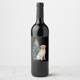 Etiqueta Para Botella De Vino Perro Fiesta de árbol de Navidad Perro Navidad