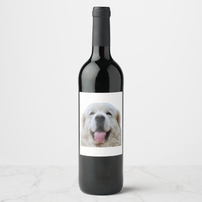 Etiqueta Para Botella De Vino Perro guapo — Perro Tatra polaco (Anverso)