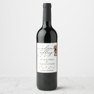 Etiqueta Para Botella De Vino Perro marrón Cavapoo Lindo boda