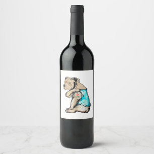 Etiqueta Para Botella De Vino Perro Pitbull Amo A Papá Tattoo Familia Funny