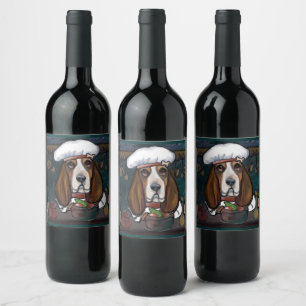 Etiqueta Para Botella De Vino PERRO SABUESO Basset Hound