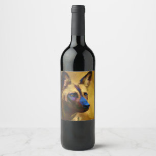 Etiqueta Para Botella De Vino Perro salvaje africano