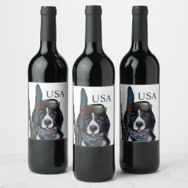 ETIQUETA PARA BOTELLA DE VINO PERRO TERRA NOVA 