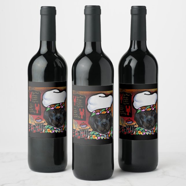 Etiqueta Para Botella De Vino Perro Terranova (Botellas)