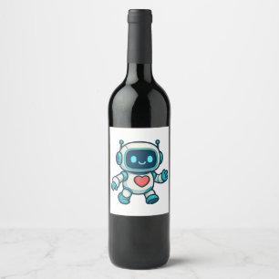 Etiqueta Para Botella De Vino Personajes de IA y Robots
