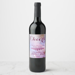 Etiqueta Para Botella De Vino personalizable boda de cerezo
