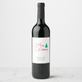 Etiqueta Para Botella De Vino Personalizable de caligrafía navideña