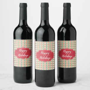 Etiqueta Para Botella De Vino Personalizable de siluetas de árbol retro