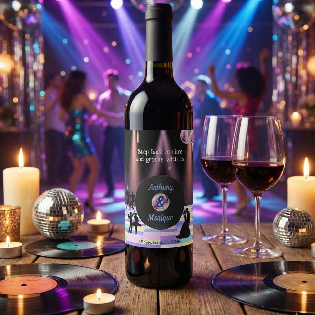 Etiqueta Para Botella De Vino Personalizable Disco Boda (Subido por el creador)