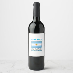 Etiqueta Para Botella De Vino Personalización azul de Argentina y la bandera arg