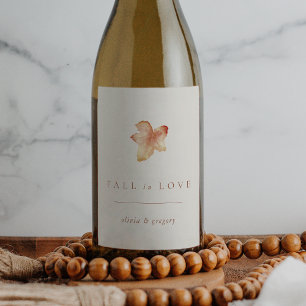 Etiqueta Para Botella De Vino Personalizada la hoja minimalista de otoño "Cae en