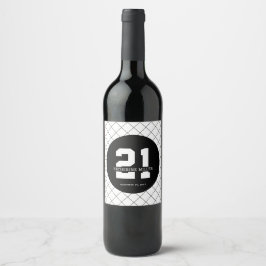 Etiqueta Para Botella De Vino Personalizado 21º cumpleaños Moderno y elegante