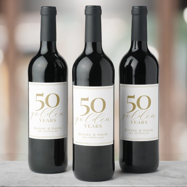 Etiqueta Para Botella De Vino Personalizado 50° aniversario Boda Elegante (Subido por el creador)