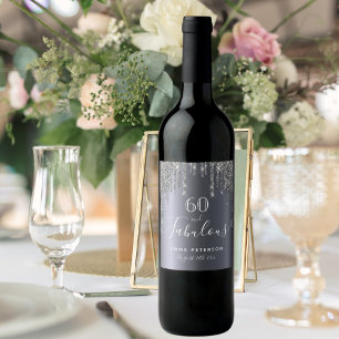 Etiqueta Para Botella De Vino Personalizado 60 fabuloso cumpleaños purpurina bri
