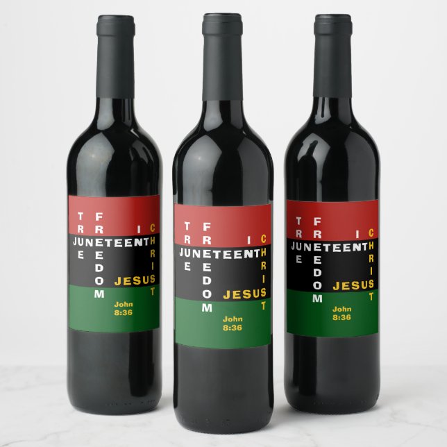 Etiqueta Para Botella De Vino Personalizado Christian JUNETEENTH (Botellas)