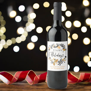 Etiqueta Para Botella De Vino Personalizado   Corona Amarilla Negra   Felices Fi