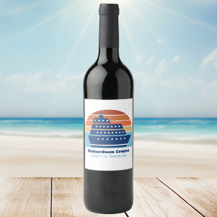 Etiqueta Para Botella De Vino Personalizado Cruise Ship Ocean Liner Sunset