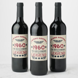 Etiqueta Para Botella De Vino Personalizado cumpleaños vintage rojo azul
