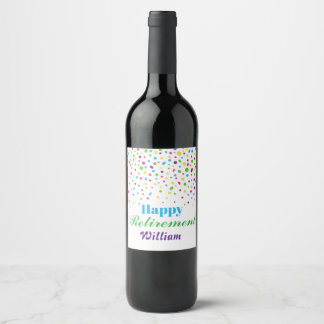 Etiqueta Para Botella De Vino Personalizado Cute colorido confetti feliz retiro