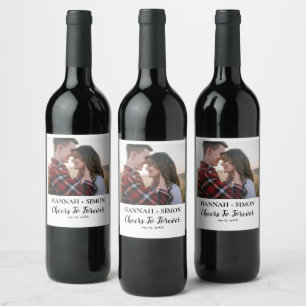 Etiqueta Para Botella De Vino Personalizado de boda fotográfica favorece el comp