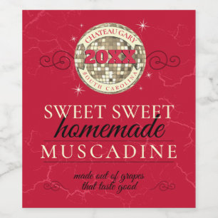 Etiqueta Para Botella De Vino Personalizado de bola disco color viñedo casero