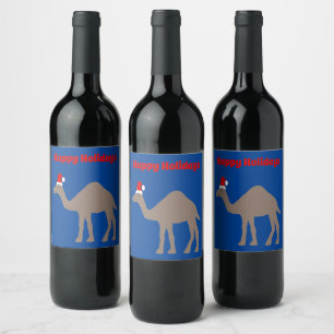 Etiqueta Para Botella De Vino Personalizado de camello de Navidades hábiles