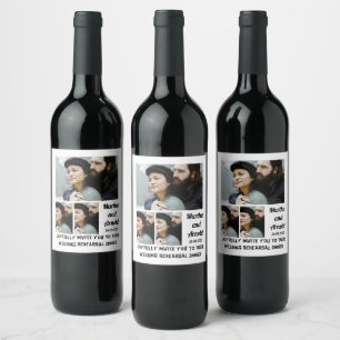 Etiqueta Para Botella De Vino personalizado de cena de ensayo boda 3 Collage de 