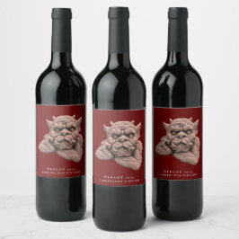 Etiqueta Para Botella De Vino Personalizado de escultura gótica de mockup