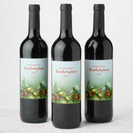 Etiqueta Para Botella De Vino Personalizado de fresa silvestre
