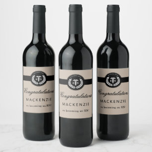 Etiqueta Para Botella De Vino Personalizado de graduación de la escuela de Enfer