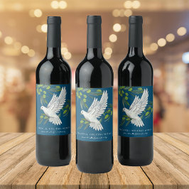 Etiqueta Para Botella De Vino Personalizado de la paloma azul de la paz y las ra