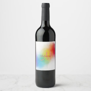 Etiqueta Para Botella De Vino Personalizado de plantilla de monograma Resumen de