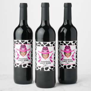 Etiqueta Para Botella De Vino Personalizado de vaca rosa suave.